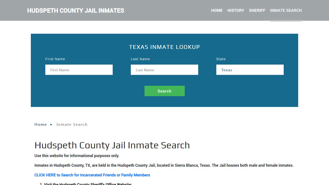 Hudspeth County, TX Detainee Lookup