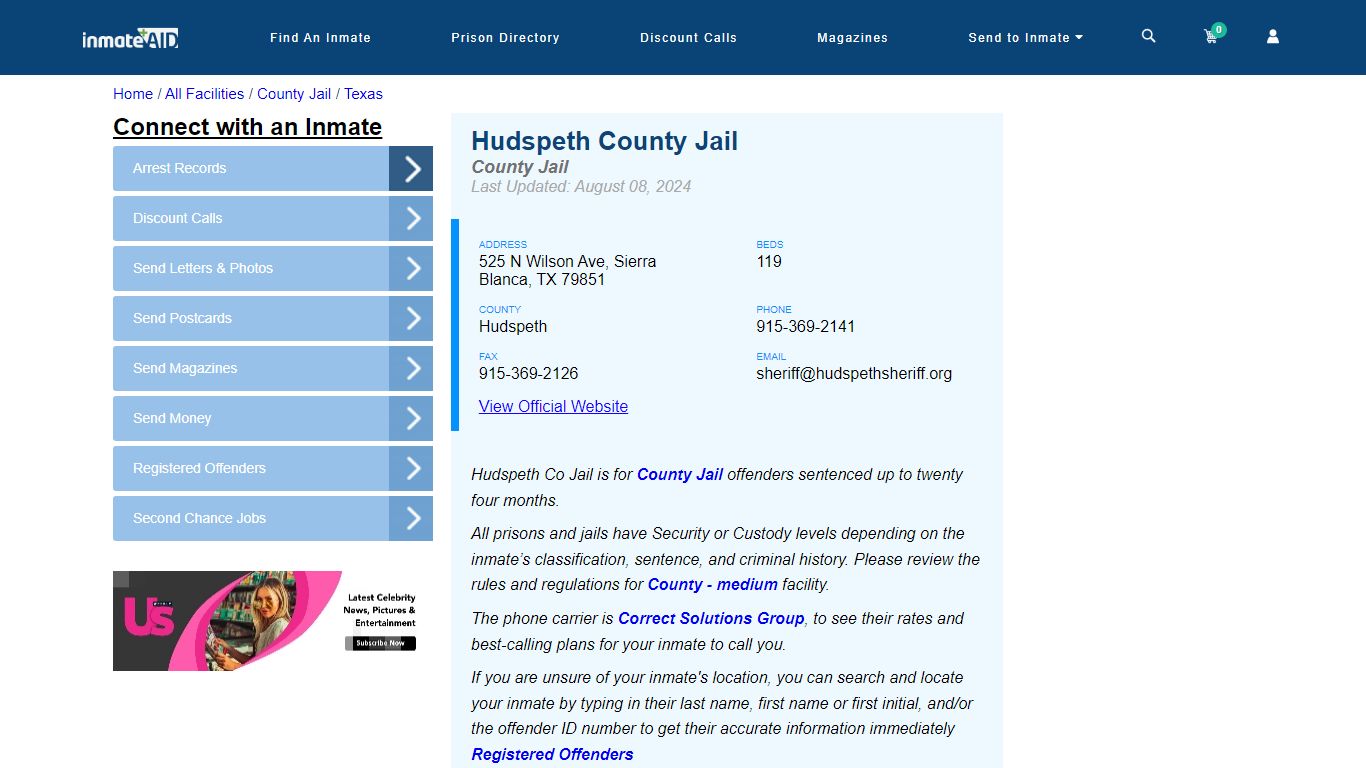 Hudspeth County Jail - Inmate Locator